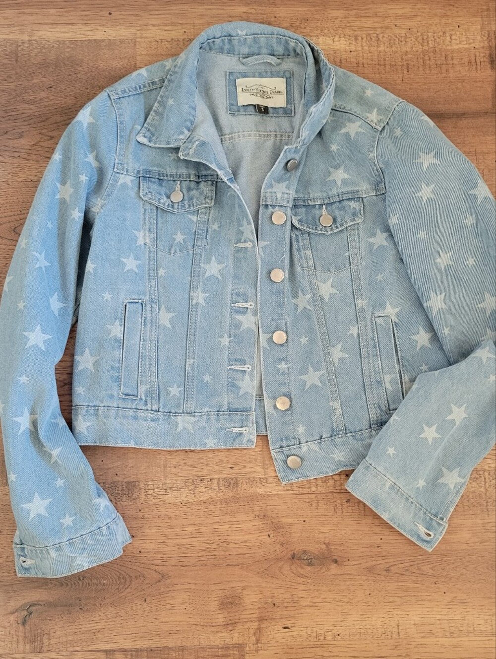 Light Wash Star Print Denim Jacket